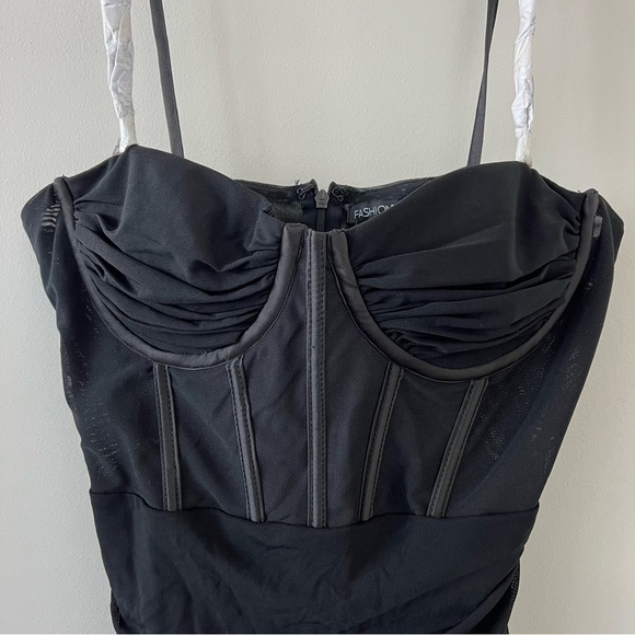 NWT Fashion Nova Black Dreaming of Dancing Mini Dress Rhinestone Straps Cocktail - Picture 4 of 7